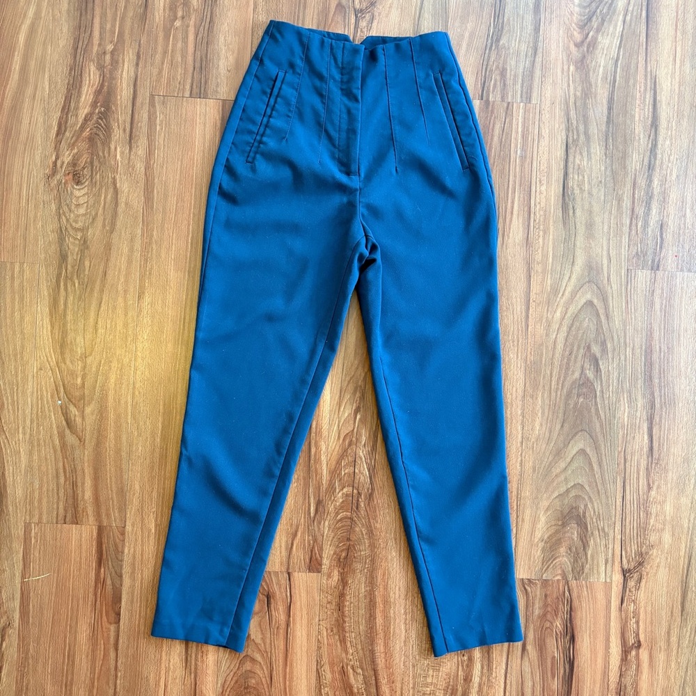 Zara Blue Cropped Pants Ankle Length Tailored